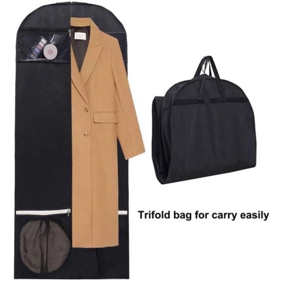 54" Trifold Dress Garment Bags for Travel Gusseted Suit Cover with 2 Large Mesh - Picture 4 of 9